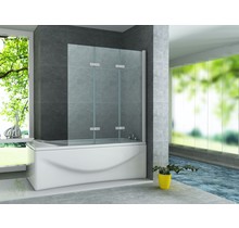 Badwand Elena 3-Delig 130x140cm Antikalk Helder Glas Chroom Profiel 6mm Veiligheidsglas Easy Clean omkeerbaar