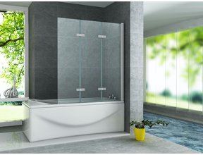 Badwand Elena 3-Delig 130x140cm Antikalk Helder Glas Chroom Profiel 6mm Veiligheidsglas Easy Clean omkeerbaar