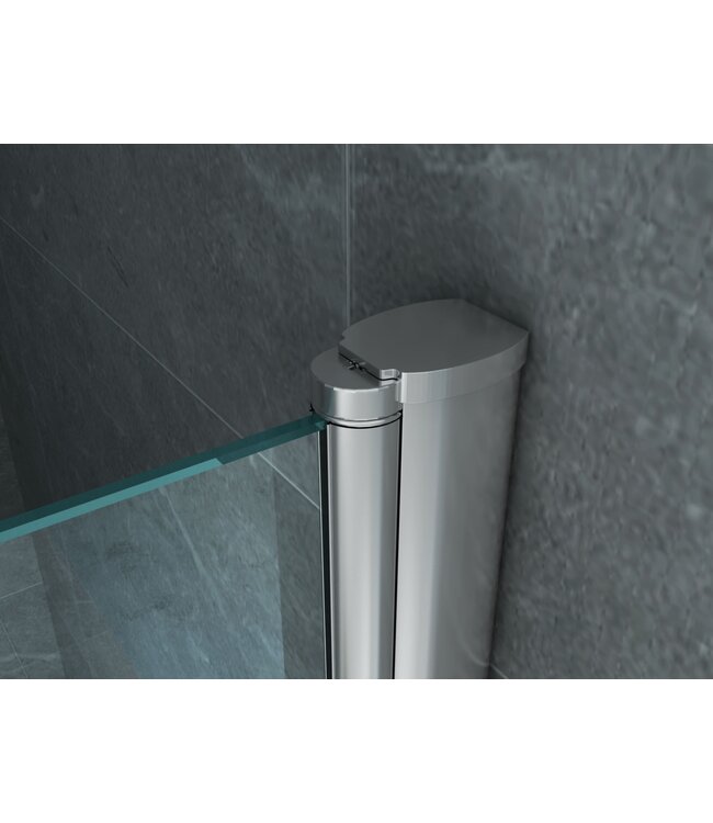 Badwand Elena 3-Delig 130x140cm Antikalk Helder Glas Chroom Profiel 6mm Veiligheidsglas Easy Clean omkeerbaar