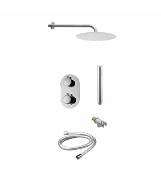 SANI-SUPPLY Regendouche set Inbouw Rond Chroom 30 cm hoofddouche muur met inbouw Box thermostaat incl Handdouche