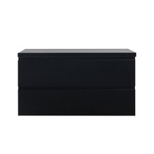 Badkamermeubel 100x50x48cm Mat Zwart Topblad Callisto Diamond Hangend 2 Lades Softclose Greeploos Zonder Kraangat