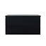 Badkamermeubel 100x50x48cm Mat Zwart Topblad Callisto Diamond Hangend 2 Lades Softclose Greeploos Zonder Kraangat