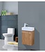 Fonteinkast Compleet Set Eiken met Fonteintje Mineraalmarmer Kraangat Rechts 40x22x52cm SaniPro Wood Eiken / Multiplex gefineerd waterdicht