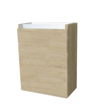 SANI-SUPPLY Fonteinkast 52x40x22cm Light Wood Scharnier Rechts Aluminium Greeplijst SaniPro
