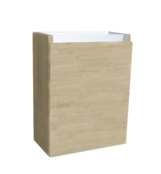 Fonteinkast 52x40x22cm Light Wood Scharnier Rechts Aluminium Greeplijst SaniPro Fonteinkast 52x40x22cm Light Wood Scharnier Rechts Aluminium Greeplijst SaniPro