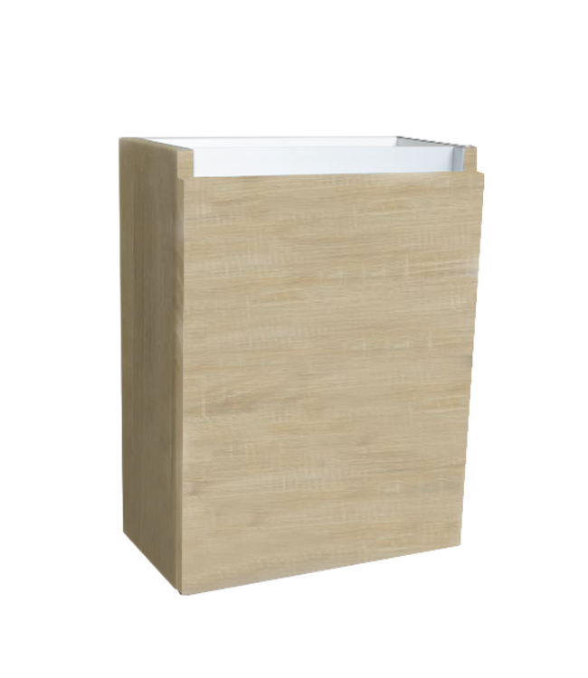 Fonteinkast 52x40x22cm Light Wood Scharnier Rechts Aluminium Greeplijst SaniPro