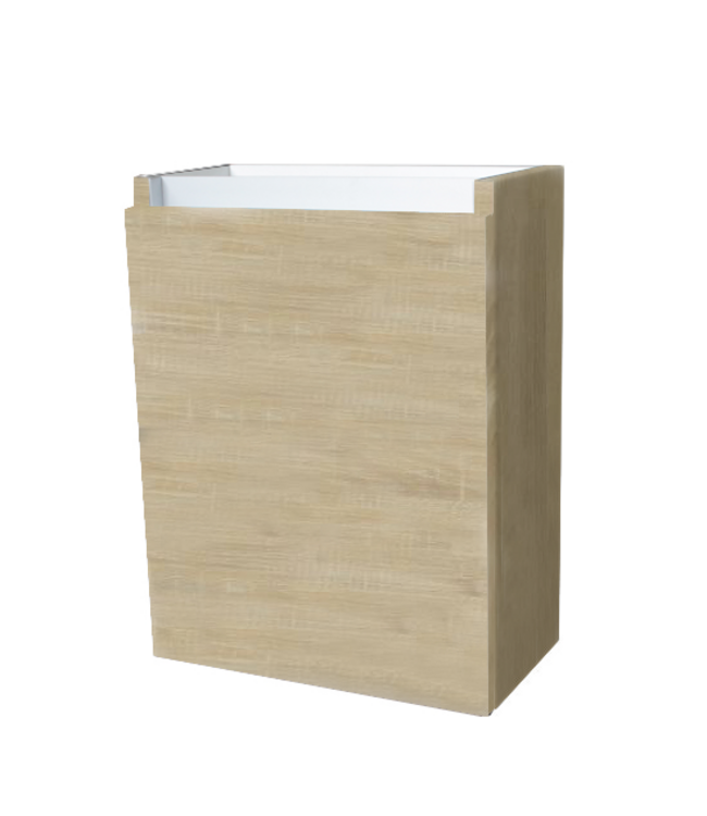 SANI-SUPPLY Fonteinkast 52x40x22cm Light Wood Scharnier Links Aluminium Greeplijst SaniPro