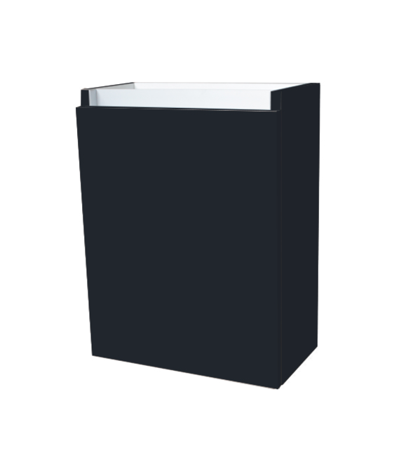 Fonteinkast 52x40x22cm Antraciet Hoogglans Scharnier Rechts Aluminium Greeplijst SaniPro