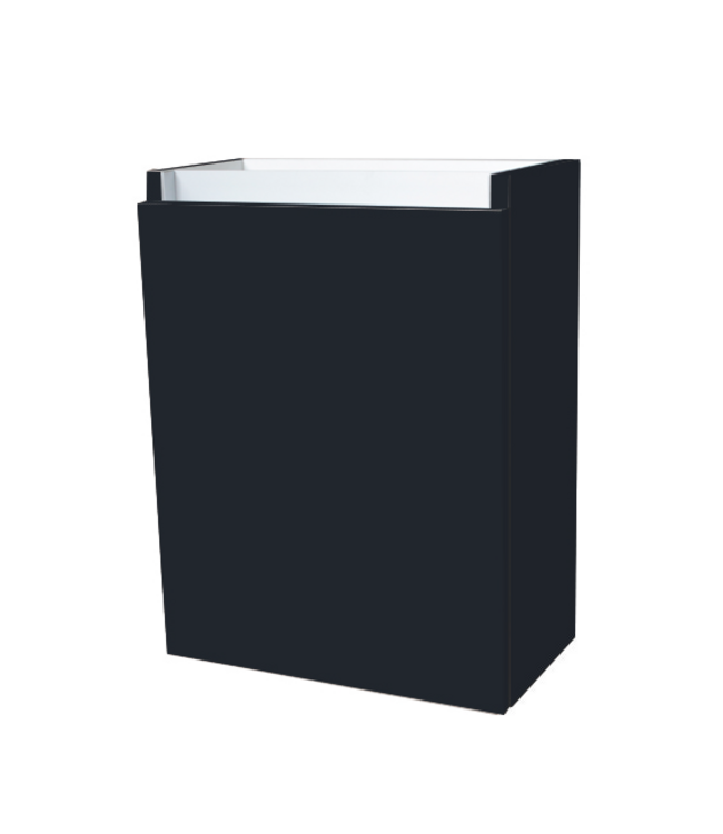 Fonteinkast 52x40x22cm Antraciet Hoogglans Scharnier Rechts Aluminium Greeplijst SaniPro