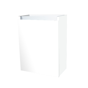 Fonteinkast 52x40x22cm Wit Hoogglans Scharnier Rechts Aluminium Greeplijst SaniPro