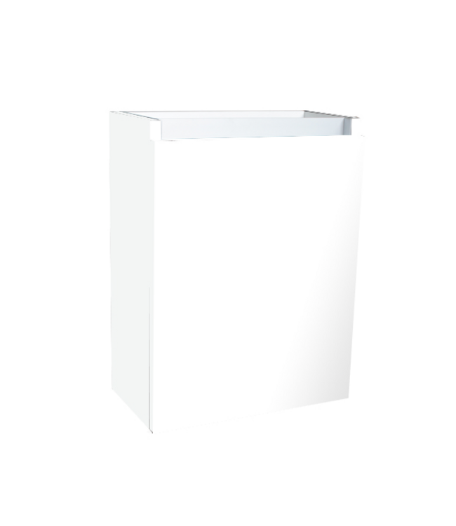 Fonteinkast 52x40x22cm Wit Hoogglans Scharnier Rechts Aluminium Greeplijst SaniPro