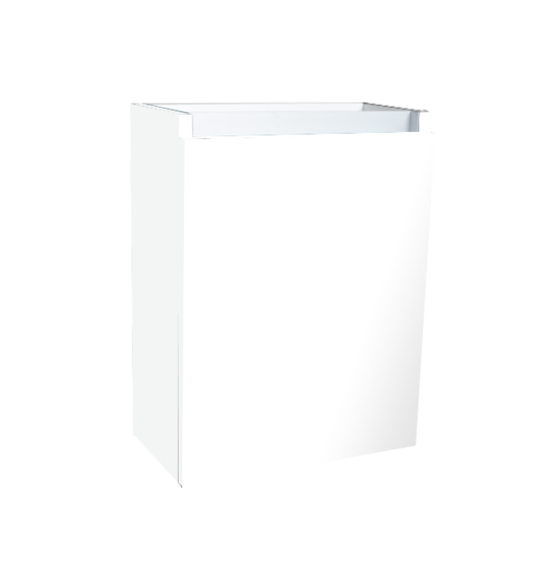 Fonteinkast 52x40x22cm Wit Hoogglans Scharnier Links Aluminium Greeplijst SaniPro