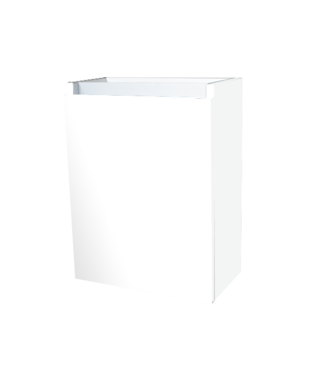 Fonteinkast 52x40x22cm Wit Hoogglans Scharnier Links Aluminium Greeplijst SaniPro