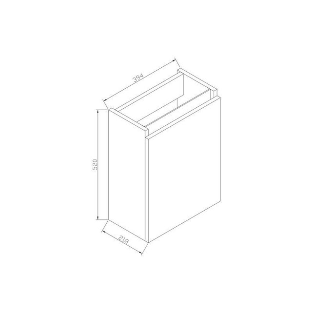 Fonteinkast 52x40x22cm Eiken Links Scharnier SaniPro Wood Korpus Hangend Fonteinkast met Greeplijst Fonteinkast 52x40x22cm Eiken Links Scharnier SaniPro Wood Korpus Hangend Fonteinkast met Greeplijst