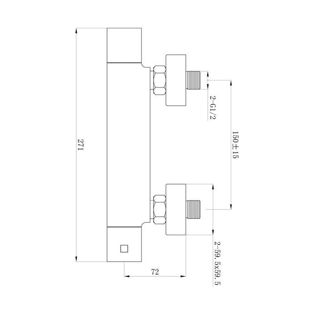 Douchemengkraan Vierkant Chroom Thermostaatkraan
