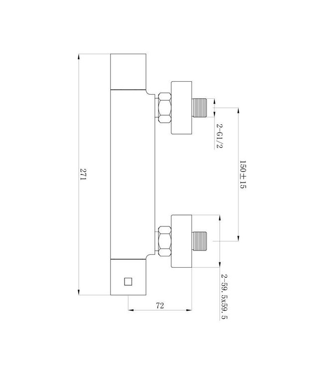 Douchemengkraan Vierkant Chroom Thermostaatkraan
