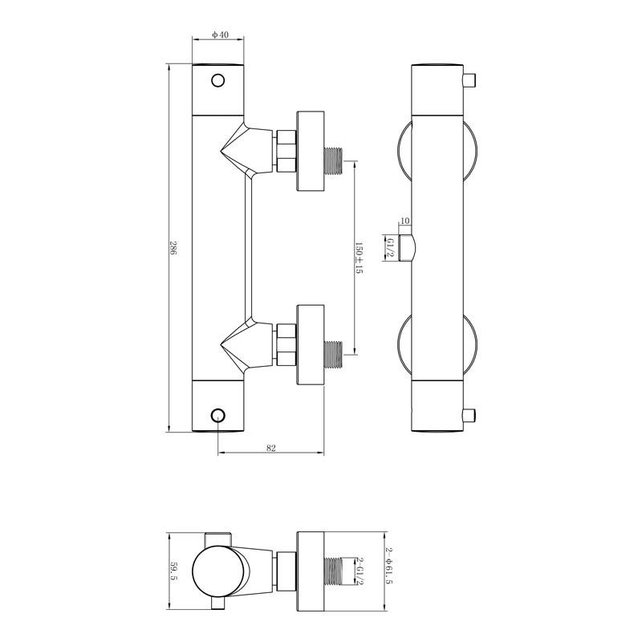 Douchemengkraan Rond Chroom Thermostaatkraan Opbouw 15cm HOH