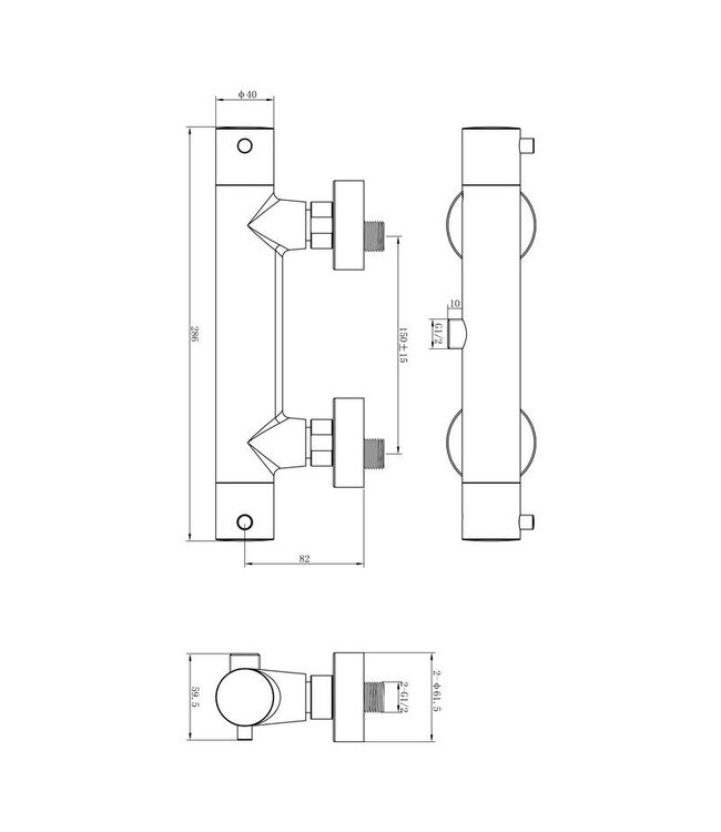 Douchemengkraan Rond Chroom Thermostaatkraan Opbouw 15cm HOH