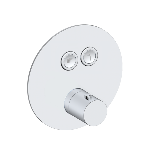 Select Round Inbouw douchekraan drukknop thermostaat chroom Rond incl inbouwdeel