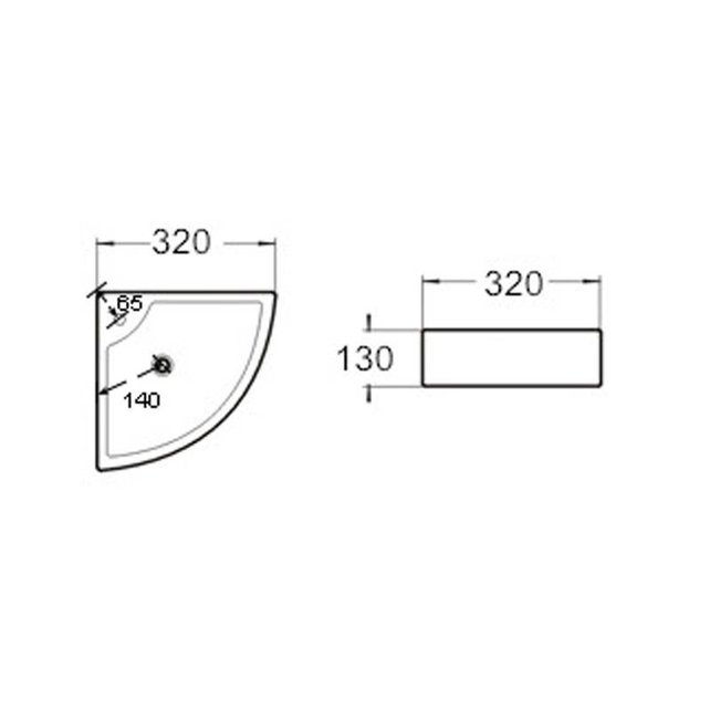 Toiletfontein Quartz Hoekfontein 32x32x13cm Keramiek Mini Fonteintafel