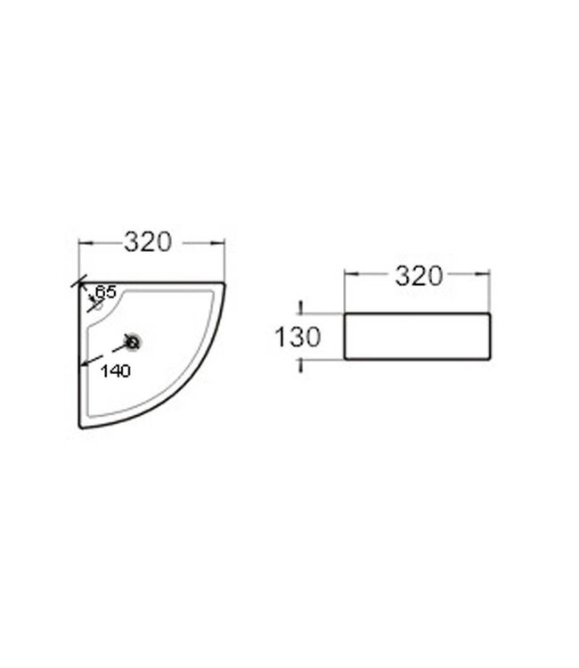 Toiletfontein Quartz Hoekfontein 32x32x13cm Keramiek Mini Fonteintafel