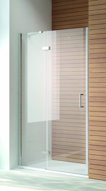 Douchedeur Quadra Nisdeur 120x200cm Draaideur Helder Glas Chroom Profiel 8mm Veiligheidsglas Met steunarm 119 - 123cm
