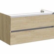 Onderkast Wastafel 100cm Light Wood SaniPro Trendline met greeplijst aluminium twee softclose lades 100x47x52 cm