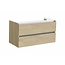 Sani-Supply Onderkast Wastafel 100cm Light Wood SaniPro Trendline met greeplijst aluminium twee softclose lades 100x47x52 cm