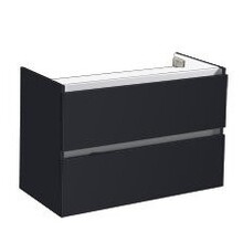 Wastafelonderkast Trendline 80x47x52cm Antraciet Hoogglans met greeplijst aluminium twee softclose lades