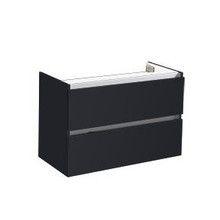Wastafelonderkast Trendline 80x47x52cm Antraciet Hoogglans met greeplijst aluminium twee softclose lades