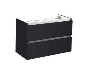 Wastafelonderkast Trendline 80x47x52cm Antraciet Hoogglans met greeplijst aluminium twee softclose lades