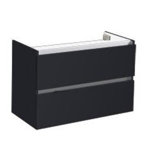 Wastafelonderkast Trendline 80x47x52cm Antraciet Hoogglans met greeplijst aluminium twee softclose lades