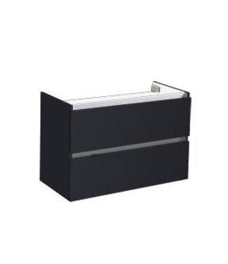 SANI-SUPPLY Wastafelonderkast Trendline 80x47x52cm Antraciet Hoogglans met greeplijst aluminium twee softclose lades