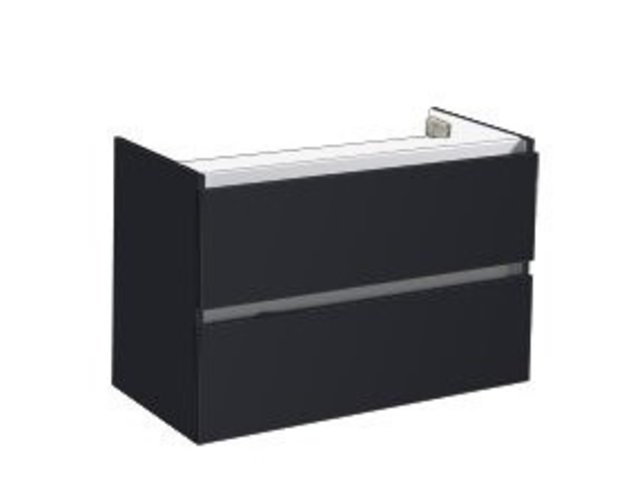 Wastafelonderkast Trendline 80x47x52cm Antraciet Hoogglans met greeplijst aluminium twee softclose lades