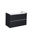 Wastafelonderkast Trendline 80x47x52cm Antraciet Hoogglans met greeplijst aluminium twee softclose lades