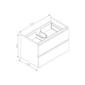 Wastafelonderkast Trendline 80x47x52cm Antraciet Hoogglans met greeplijst aluminium twee softclose lades