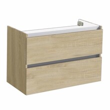 Wastafelonderkast Trendline 80x47x52cm Light Wood met greeplijst aluminium twee softclose lades