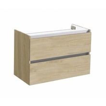 Wastafelonderkast Trendline 80x47x52cm Light Wood met greeplijst aluminium twee softclose lades