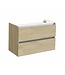 SANI-SUPPLY Wastafelonderkast Trendline 80x47x52cm Light Wood met greeplijst aluminium twee softclose lades