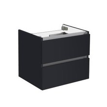 Wastafelonderkast Trendline 60x47x52cm Antraciet hoogglans met greeplijst aluminium