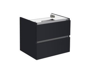 Wastafelonderkast Trendline 60x47x52cm Antraciet hoogglans met greeplijst aluminium