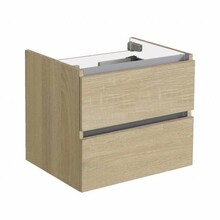 Wastafelonderkast Trendline 60x47x52cm Light Wood met greeplijst aluminium softclose lades