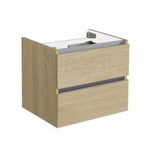 Wastafelonderkast Trendline 60x47x52cm Light Wood met greeplijst aluminium softclose lades