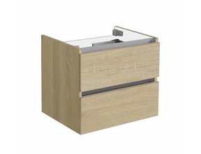 Wastafelonderkast Trendline 60x47x52cm Light Wood met greeplijst aluminium softclose lades