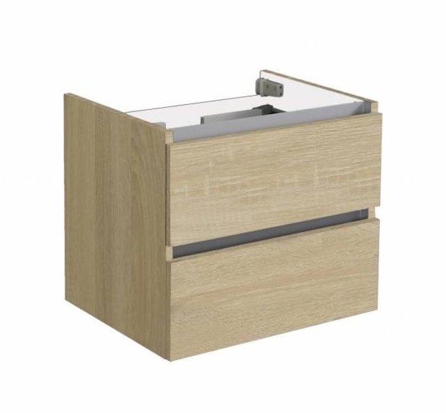 Wastafelonderkast Trendline 60x47x52cm Light Wood met greeplijst aluminium softclose lades Wastafelonderkast Trendline 60x47x52cm Light Wood met greeplijst aluminium softclose lades
