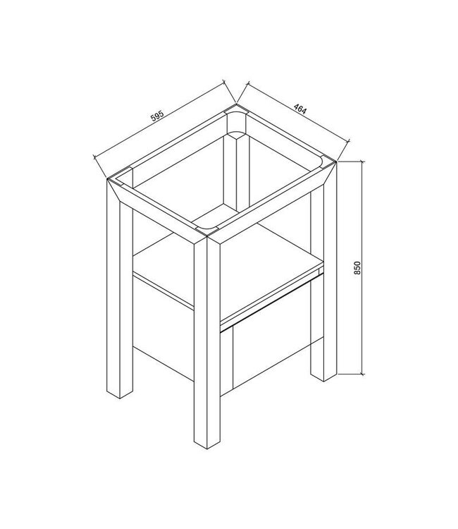 Robusta Onderkast Wastafel 60x47x85cm Massief Eikenhout SaniPro