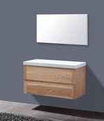 Badkamermeubelset Wood 100cm met top paneel Mineraalmarmer zonder kraangaten incl. spiegel 100x47x38 cm Badkamermeubelset Wood 100cm met top paneel Mineraalmarmer zonder kraangaten incl. spiegel 100x47x38 cm