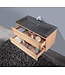 SANI-SUPPLY Badkamermeubelset Wood Stone 80x47x50cm natuurstenen Wastafelblad met of zonder kraangat incl. Spiegel