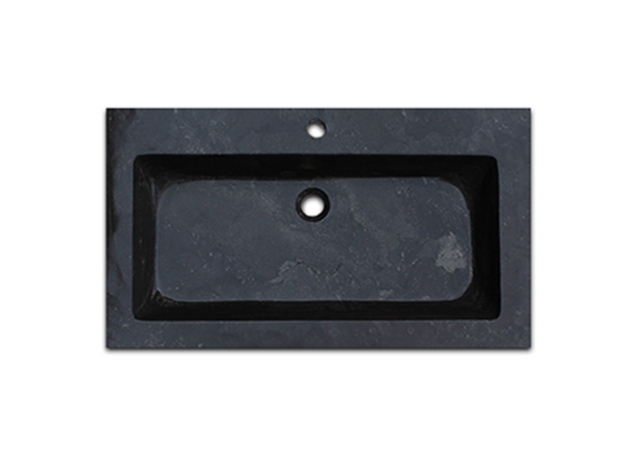 Badkamermeubelset Wood Stone 80x47x50cm natuurstenen Wastafelblad met of zonder kraangat incl. Spiegel