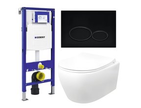 Geberit Toiletset UP 320 Aloni Flatline Rimfree Softclose Quickrelease Toiletbril Alpha Mat Zwart